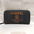 美品 CHANEL シャネル ドーヴィル 長財布 ジッピーウォレット デニム レディース