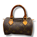 LOUISVUITTON ヴィトン ミニスピーディ モノグラム ハンドバッグ ブラウン ヌメ革