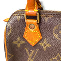 LOUISVUITTON ヴィトン ミニスピーディ モノグラム ハンドバッグ ブラウン ヌメ革