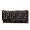 美品 FENDI フェンディ ズッカ柄 長財布 二つ折り キャンバス×レザー