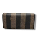 美品 FENDI フェンディ 長財布 ペカン ストライプ メンズ レディース