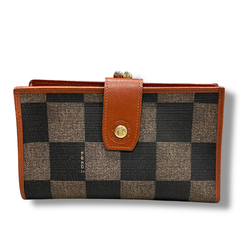 極美品 FENDI フェンディ ペカン柄 折り財布 二つ折り がま口 レディース