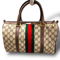 極美品 GUCCI グッチ シェリーライン ハンドバッグ ミニボストン ブラウン