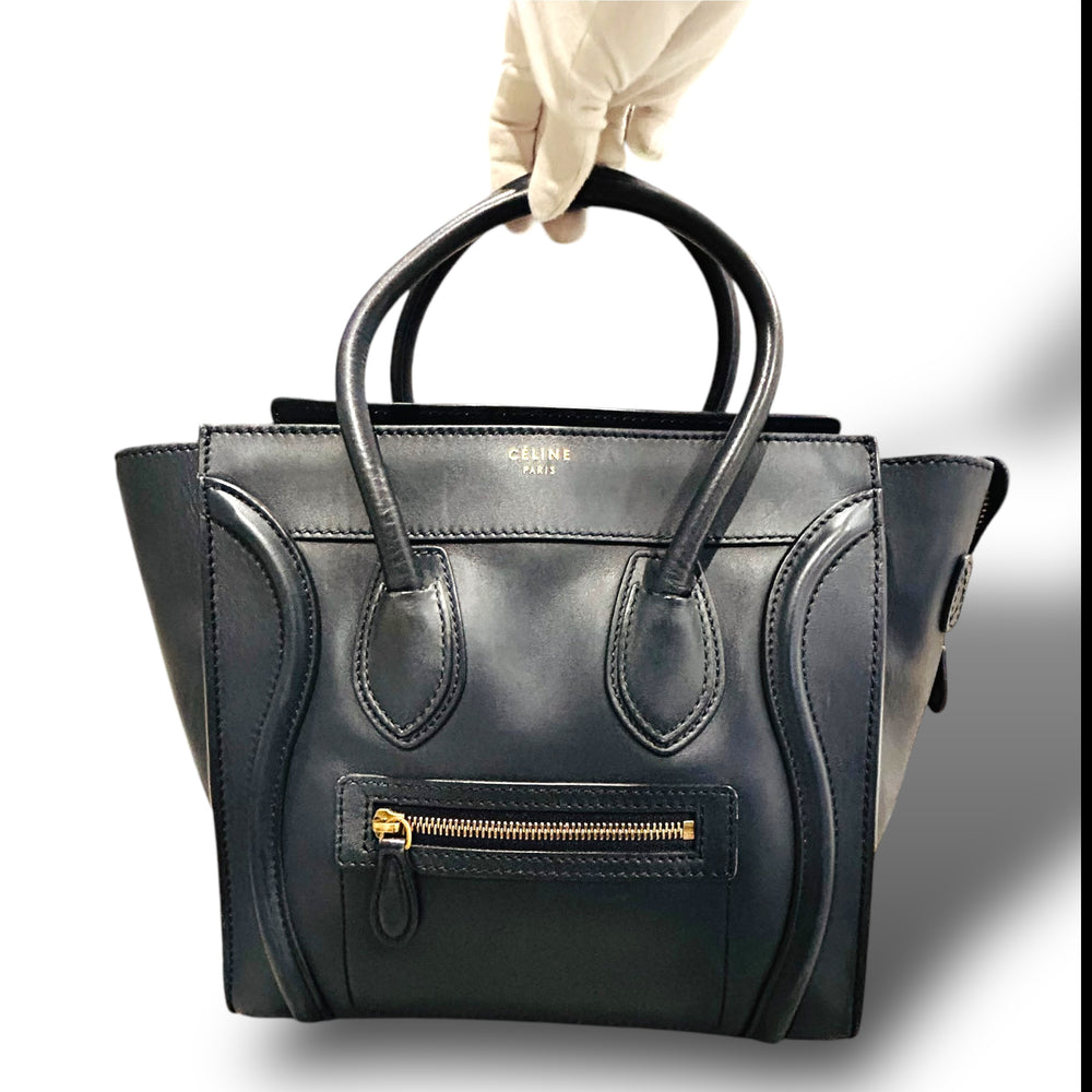 美品 CELINE セリーヌ ラゲージ トートバッグ 大容量 A4収納 ネイビー