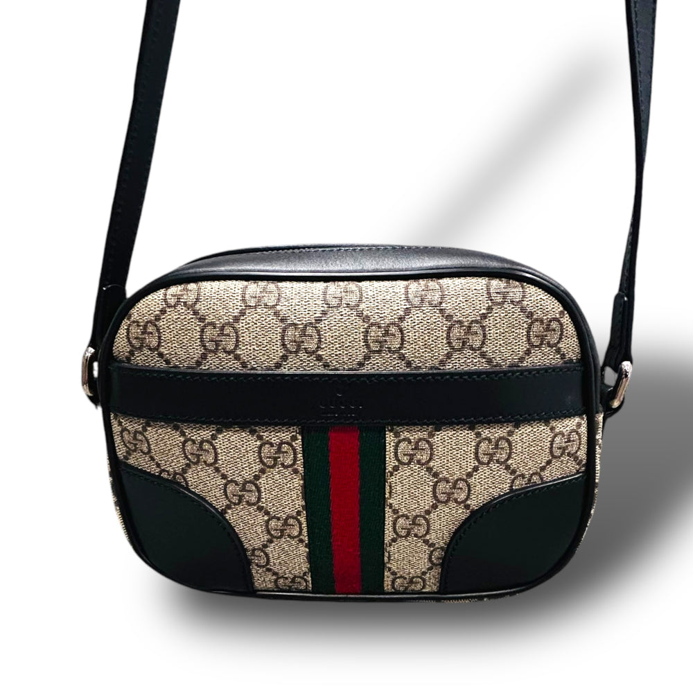 未使用級 GUCCI グッチ ショルダーバッグ シェリーライン ブラック PVC