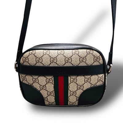 未使用級 GUCCI グッチ ショルダーバッグ シェリーライン ブラック PVC